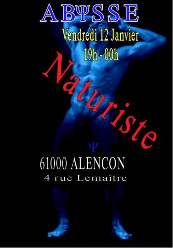 Sauna Club Abysse Alençon - Soirée gay : NATURISTE - 2018-01-12T19:00:00 - 2018-01-12T23:55:00