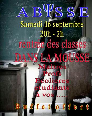 Sauna Club Abysse Alençon - Soirée mixte : Back to School - Evening Mousse - 2017-09-16T20:00:00 to 2017-09-17T02:00:00