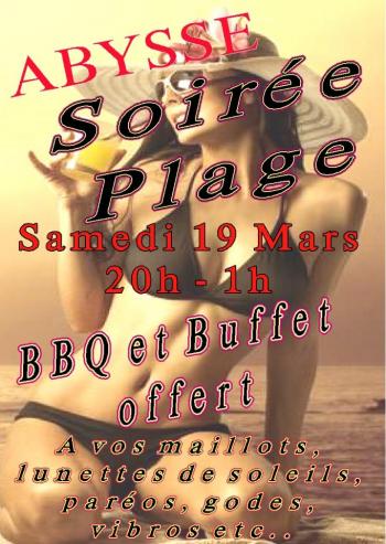 Sauna Club Abysse Alençon - Soirée mixte : Soirée Plage - 2022-03-19T20:00:00 - 2022-03-20T01:00:00