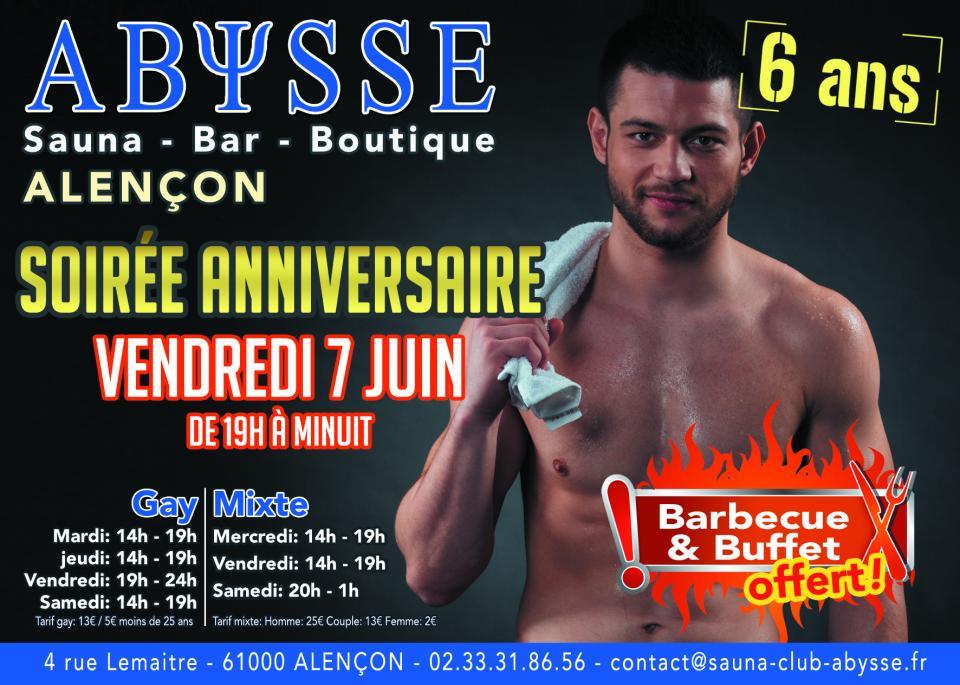 Sauna Club Abysse Alençon - Gay : Anniversaire Abysse - 2019-06-07T19:00:00 - 2019-06-07T23:59:00