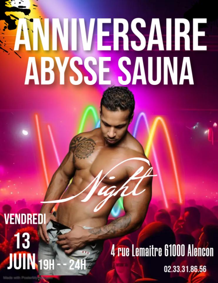 Sauna Club Abysse Alençon - Gay : Anniversaire - 2025-06-13T19:00:00 - 2025-06-14T00:00:00