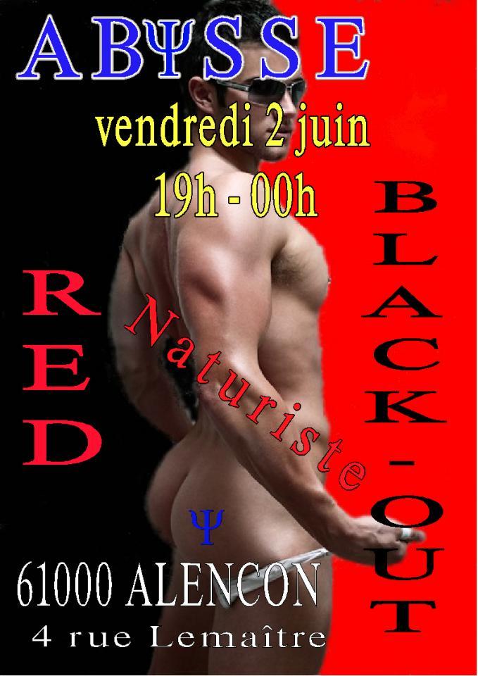 Sauna Club Abysse Alençon - Gay : Naturist Red Black-out - 2017-06-02T19:00:00 to 2017-06-02T23:59:00