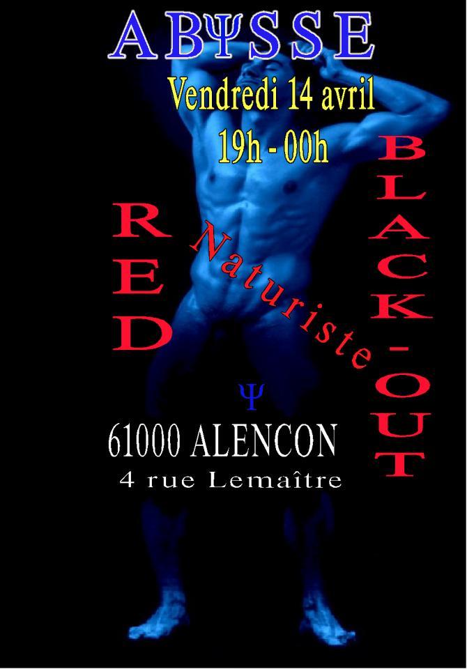 Sauna Club Abysse Alençon - Soirée gay : Naturiste Red Black-out - 2017-04-14T19:00:00 - 2017-04-14T23:59:00