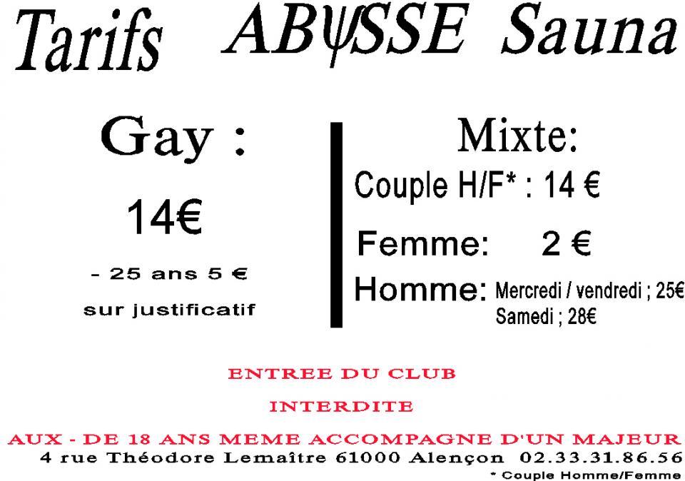 Sauna Club Abysse Alençon - Information générale : ouverture jeudi 1e juillet  - 2021-07-01T09:04:00 - 2021-07-31T01:04:00