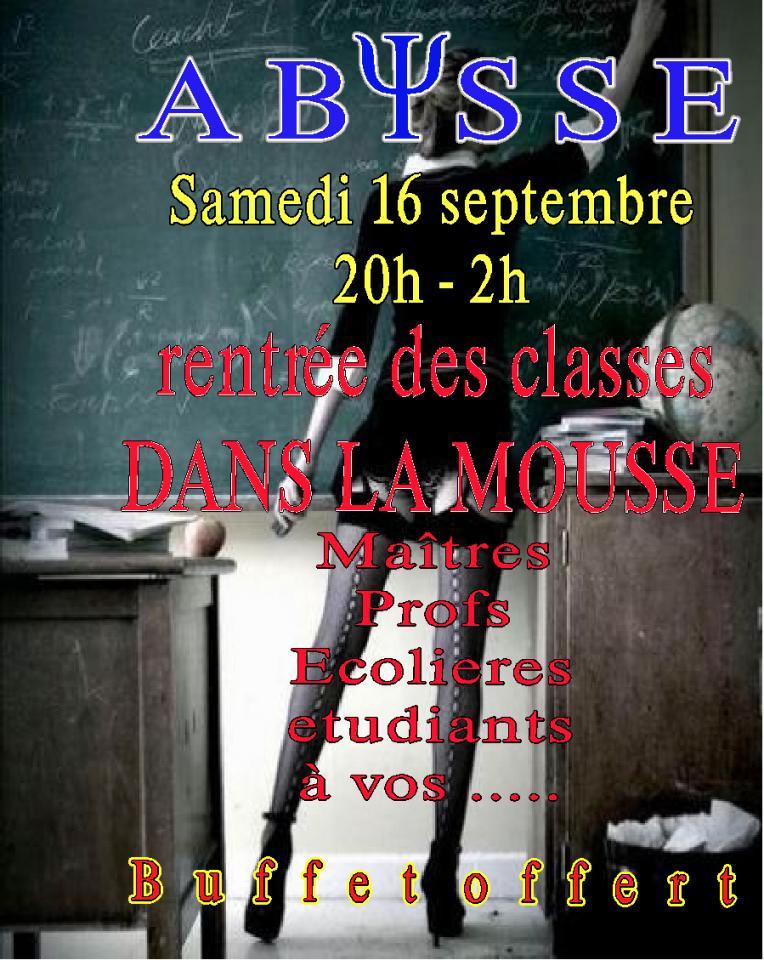 Sauna Club Abysse Alençon - Soirée mixte : Rentrée des classes - Soirée Mousse - 2017-09-16T20:00:00 - 2017-09-17T02:00:00